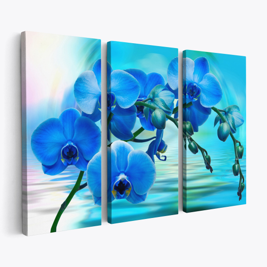 Triptych Canvas Prints - Blue Orchids