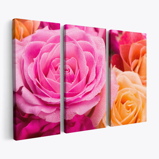 Triptych Canvas Prints - Colored roses