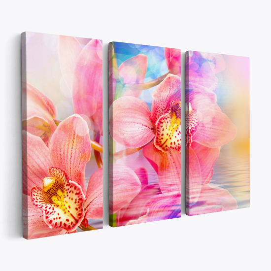 Triptych Canvas Prints - Colorful Orchids