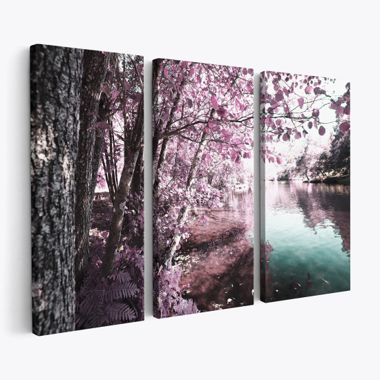 Triptych Canvas Prints - Landscape view of the lake