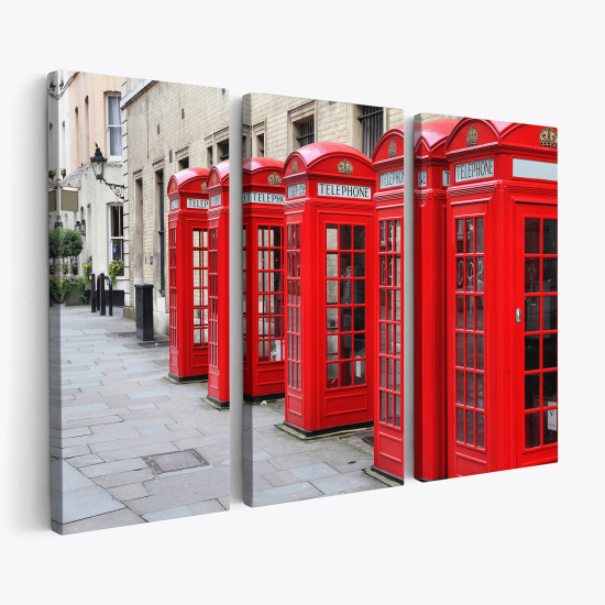 Triptych Canvas Prints - London telephone booths