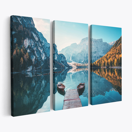 Triptych Canvas Prints - Mountain lake landscape