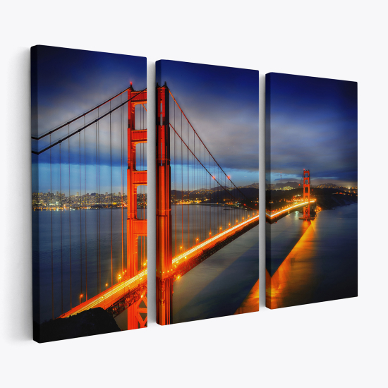 Triptych Canvas Prints - New York Golden Gate