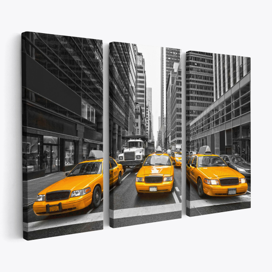 Triptych Canvas Prints - New York Taxis