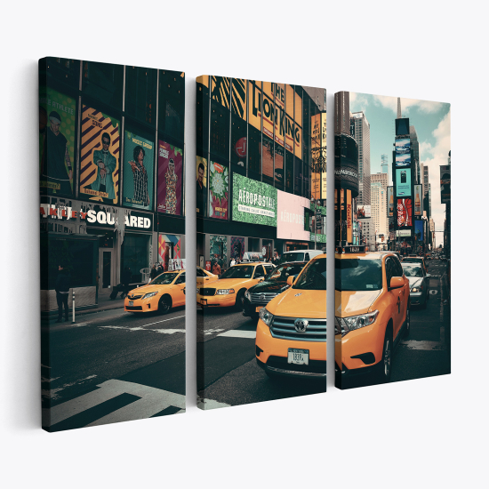 Triptych Canvas Prints - New York taxis