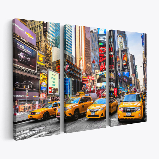 Triptych Canvas Prints - New York Taxis