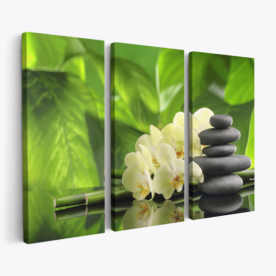 Triptych Canvas Prints - Orchid Pebbles