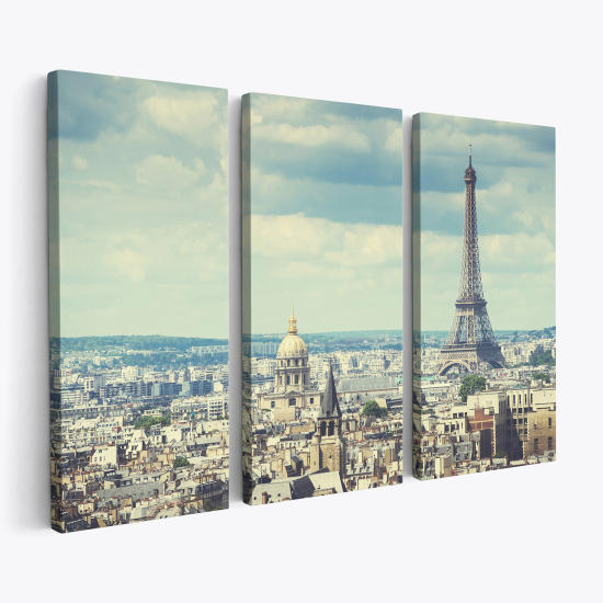 Triptych Canvas Prints - Paris Eiffel Tower