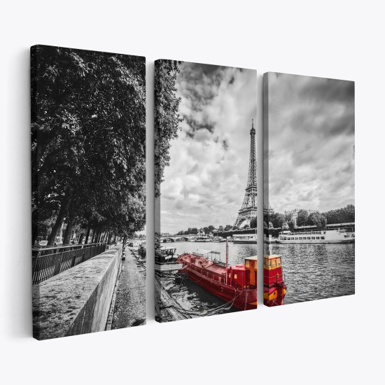 Triptych Canvas Prints - Paris Eiffel Tower the Seine