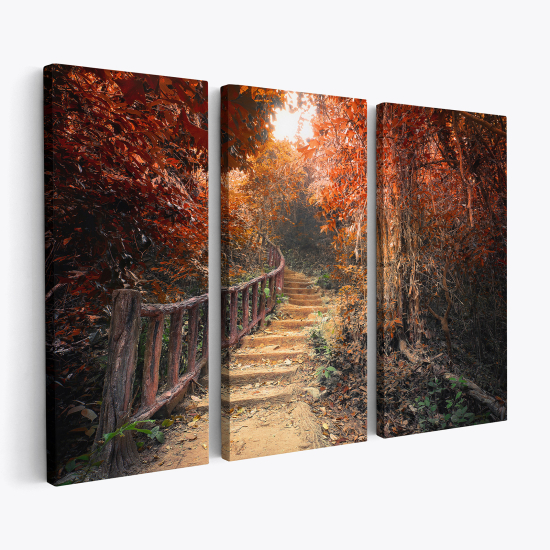 Triptych Canvas Prints - Path in the forest