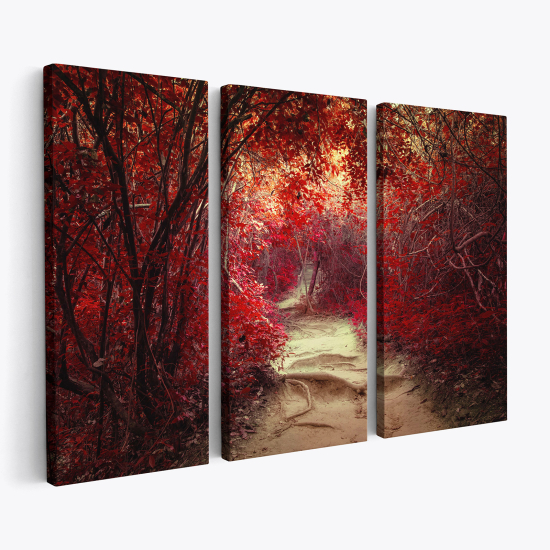 Triptych Canvas Prints - Path in the forest