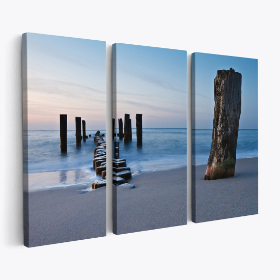 Triptych Canvas Prints - Pontoon with sea view