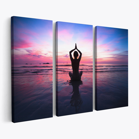 Triptych Canvas Prints - Zen Woman Yoga