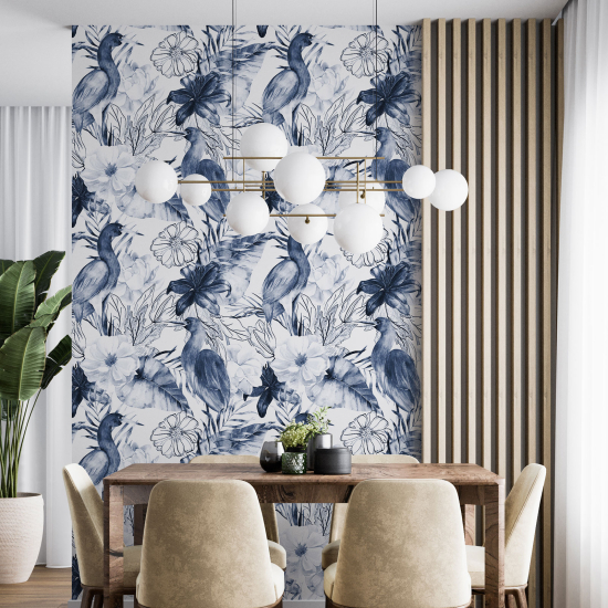 Wall Mural - Wallpaper - Flowers Birds