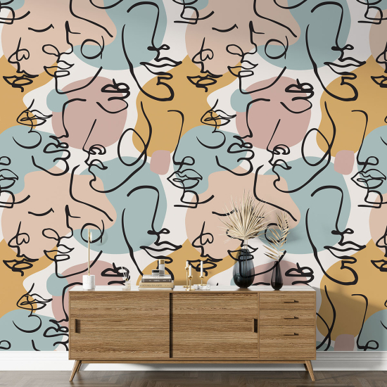 XL Wall Mural - Wallpaper - Abstract Faces