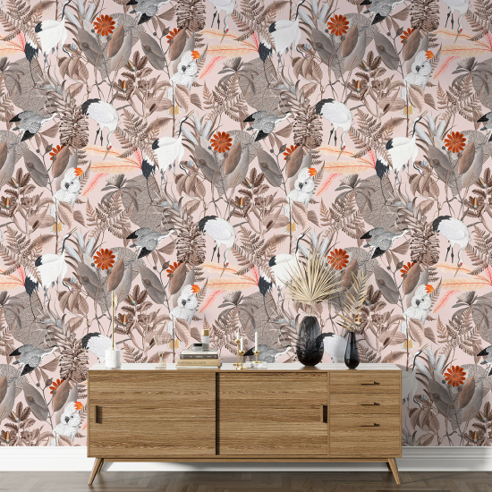 XL Wall Mural - Wallpaper - Flowers Birds