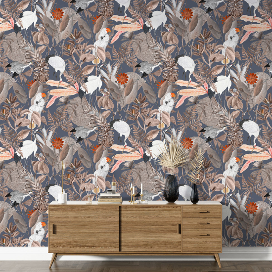 XL Wall Mural - Wallpaper - Flowers Birds