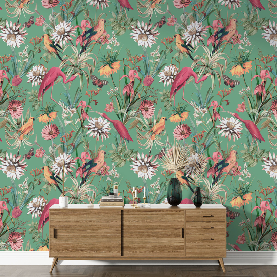 XL Wall Mural - Wallpaper - Flowers Birds