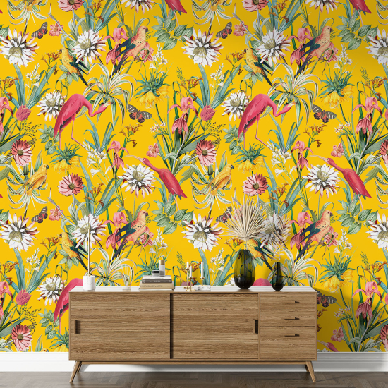 XL Wall Mural - Wallpaper - Flowers Birds