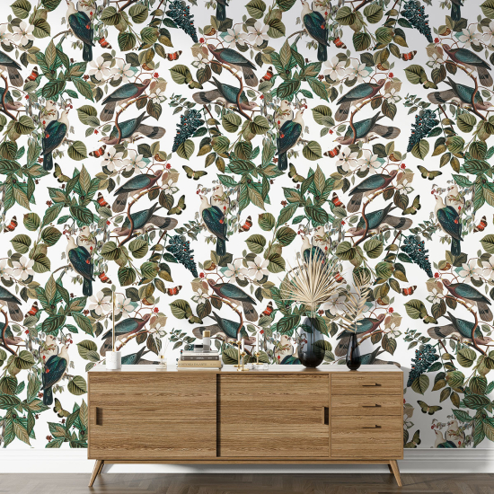 XL Wall Mural - Wallpaper - Flowers Birds