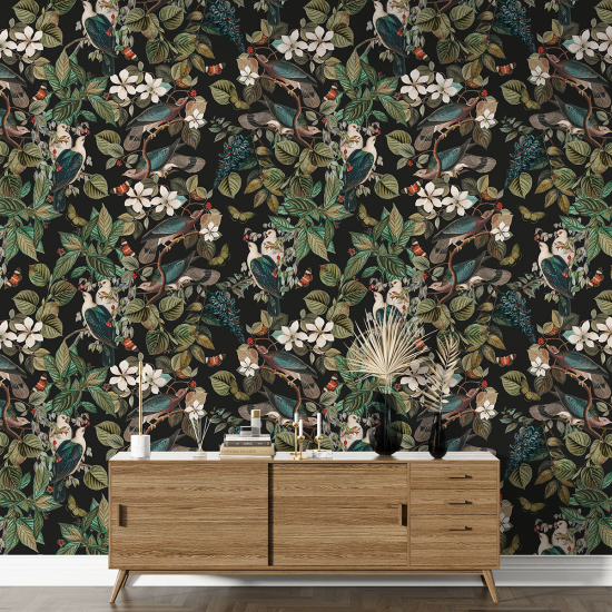 XL Wall Mural - Wallpaper - Flowers Birds