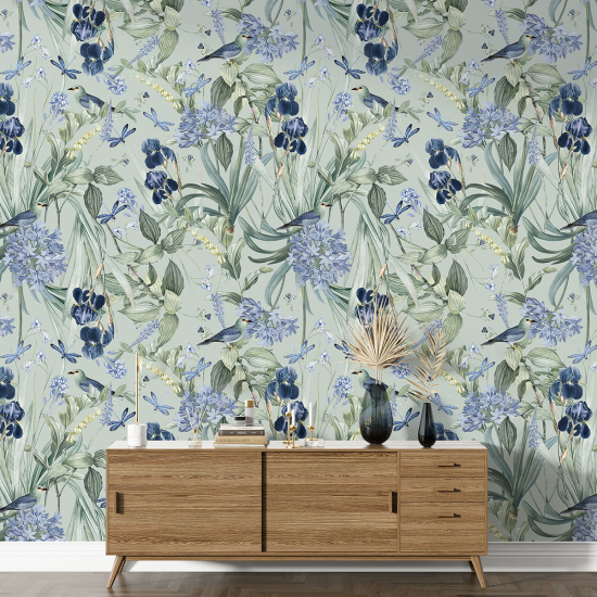 XL Wall Mural - Wallpaper - Flowers Birds