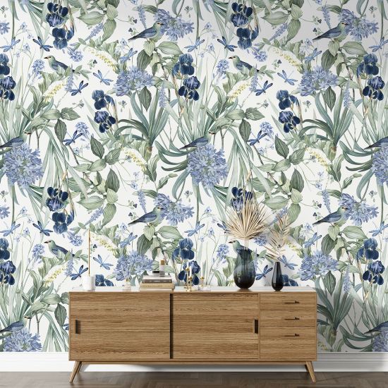 XL Wall Mural - Wallpaper - Flowers Birds