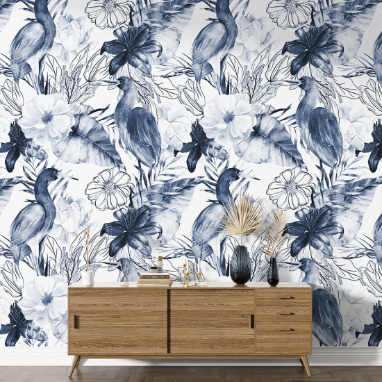 XL Wall Mural - Wallpaper - Flowers Birds