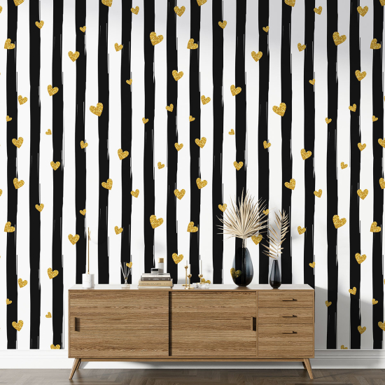 XL Wall Mural - Wallpaper - Hearts Stripes