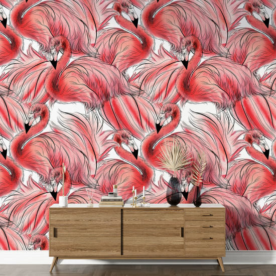 XL Wall Mural - Wallpaper - Pink Flamingos