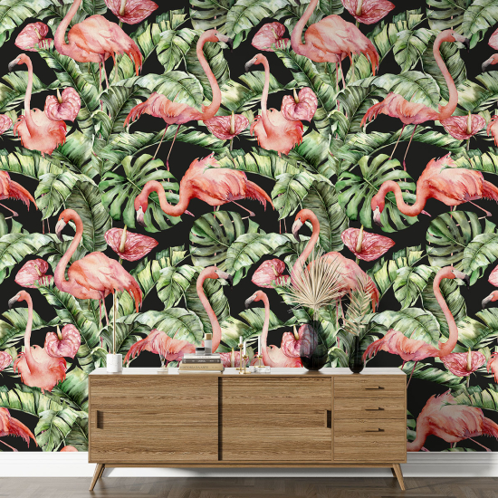 XL Wall Mural - Wallpaper - Pink Flamingos