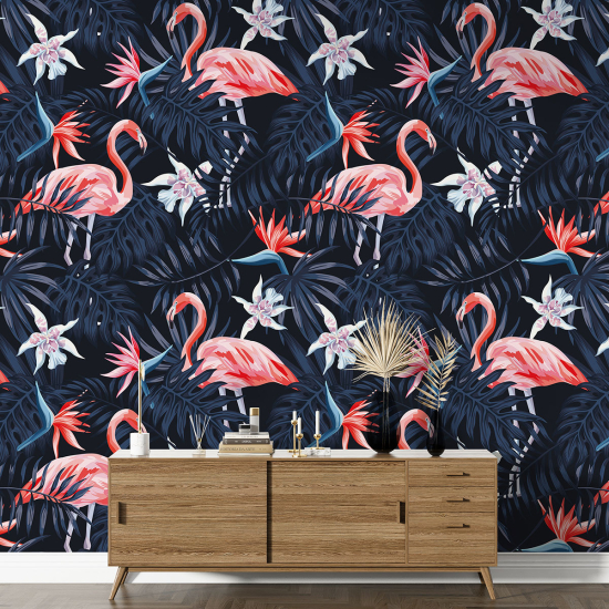 XL Wall Mural - Wallpaper - Pink flamingos