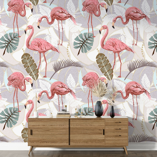 XL Wall Mural - Wallpaper - Pink Flamingos