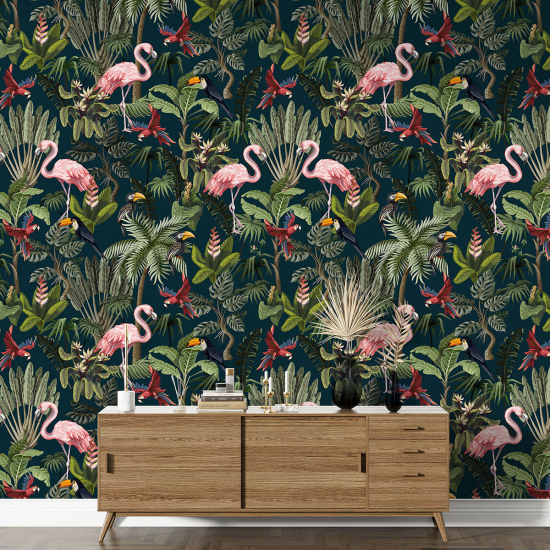 XL Wall Mural - Wallpaper - Pink Flamingos