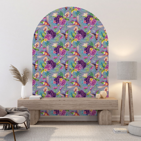 Arch Wall Sticker - Flowers Birds