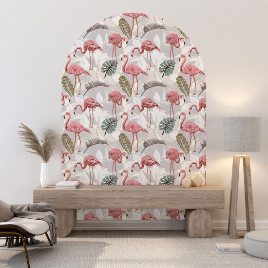 Arch Wall Sticker - Pink flamingos