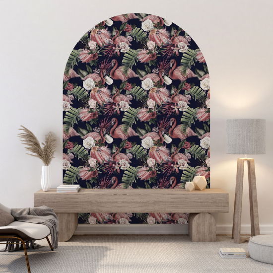 Arch Wall Sticker - Pink flamingos