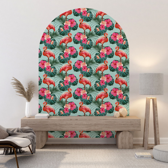 Arch Wall Sticker - Pink flamingos