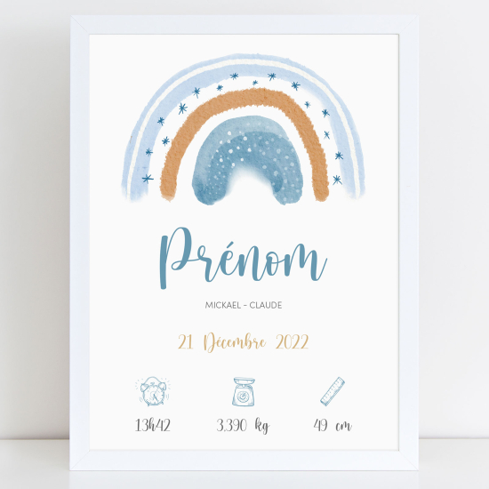 Baby birth poster - Blue Rainbow