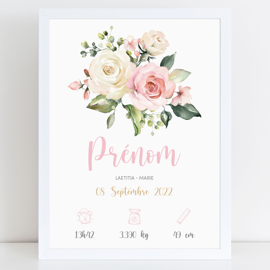 Baby birth poster - Flowers