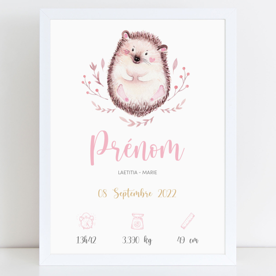 Baby birth poster - Hedgehog