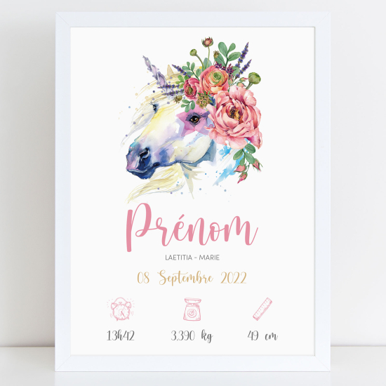 Baby birth poster - Unicorn