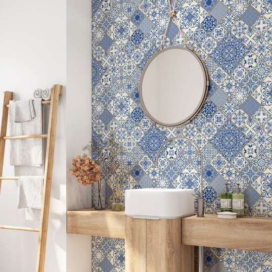 Bathroom Self Adhesive - Cement tile pattern