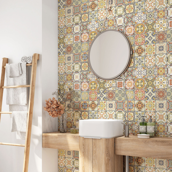 Bathroom Self Adhesive - Cement tile pattern