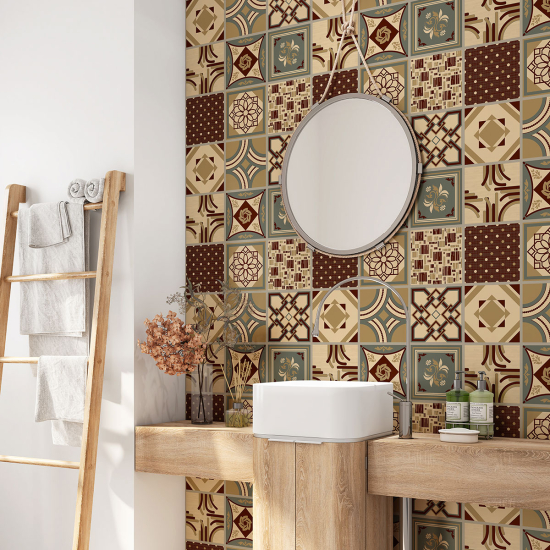 Bathroom Self Adhesive - Cement tile pattern