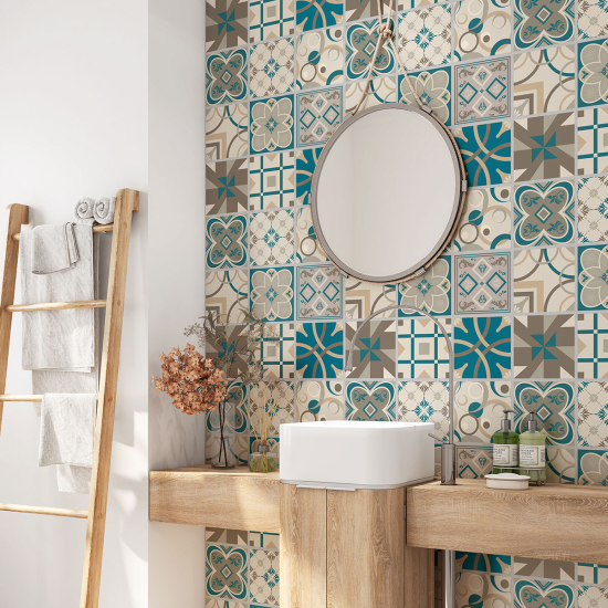 Bathroom Self Adhesive - Cement tile pattern