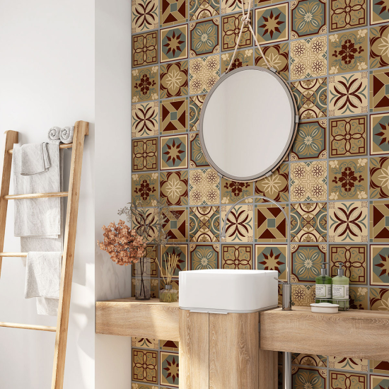 Bathroom Self Adhesive - Cement tile pattern