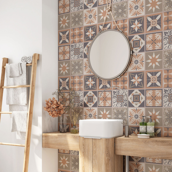 Bathroom Self Adhesive - Cement tile pattern