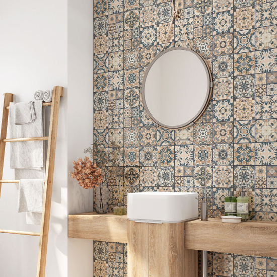 Bathroom Self Adhesive - Cement tile pattern