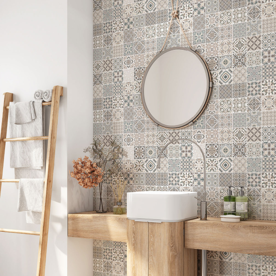 Bathroom Self Adhesive - Cement tile pattern